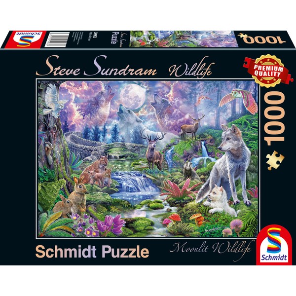 Schmidt Spiele | Steve Sundram: Moonlit Wildlife (1000pc) | Puzzle | Ages 12+, Multicoloured (59963)