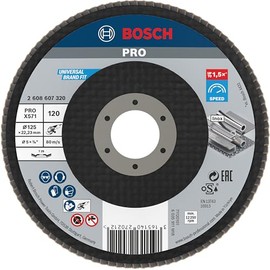 Bosch 1x PRO Metal X571 Flap Disc Angled Version Fiber for Small Angle Grinders (for Steel, Stainless steel, Ø 125 mm, Grit 120, Professional Accessory Small Angle Grinder)
