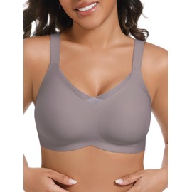 Wireless Bras for Women no Underwire Seamless Bras for Women Comfortable V mesh Tshirt Push up Everyday Womens Bra no Wire Full Coverage Bralette Wirefree Comfort Minimizer Bra Grey XXXL 3XL