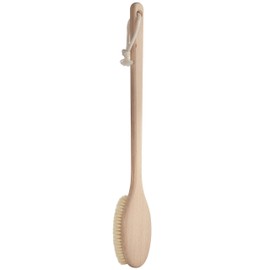 Redecker Beechwood Bath and Shower Brush, 100% Made in Germany, 17-3/4 inch Handle for Hard-to-Reach Areas, Natural Pig Bristle Fibers Remove Dead Skin