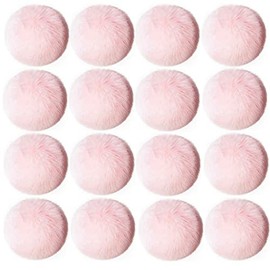 Xsclpomddy 16pcs DIY Pom Pom Balls artificial fur Pompoms Key Ring for Scarves Gloves Knitting Hats,Bags, Keychains,light pink