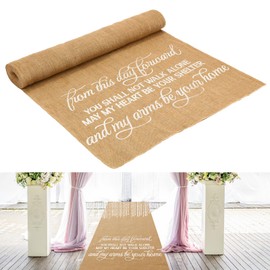 Tudomro 40 Inch x 50 Ft Extra Long Natural Burlap Wedding Aisle Runner Outdoor Jute Burlap Aisle Runner for Wedding Ceremony Rustic Indoor Carpet for Walkway (Stylish Style)