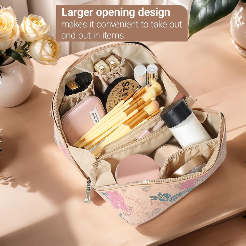 SAILYLENCEY]Travel Makeup Bag - PU leather Waterproof, Large capacityWith divider