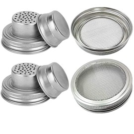 Mason Jar Regular Mouth Shaker Lids 316 Stainless Steel Wide Mouth Sprouting Lids Screen Mesh Strainer Lid for Salad Sprouts Alfalfa Broccoli Seeds Sprouter Kit