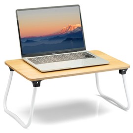 ZEAPTAC Laptop Bed Desk, Foldable Lap Desk, Portable Lap Table, Bed Table, Laptop Stand, Lightweight & Mini Table for Breakfast/Picnic/Drawing/Couch/Floor - Wood