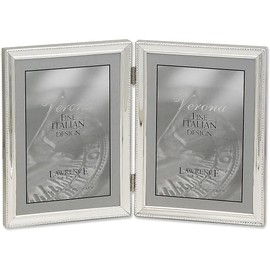 Lawrence Frames Verona Collection 5 x 7-Inch Metal Silver Hinged Double Picture Frame with Beads (11657D)