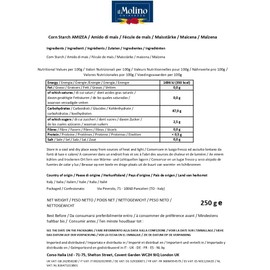 Pure Corn Starch 500g (250g, Pack of 2) 🌽 Made in Italy | GMO Free | Gluten Free | Great for Baking 🌽 by Molino Chiavazza