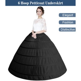 Mannice Full 6 Hoop Petticoat Skirt, Petticoats for Women Floor Length Crinoline Underskirt Petticoat Slip for Wedding