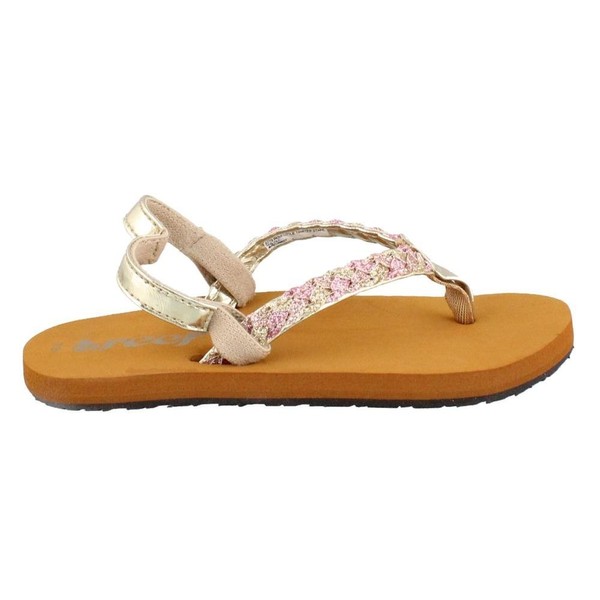 Reef Little Twisted Stars Sandal (Infant/Toddler/Little Kid/Big Kid), Tan/Pink Glitter,