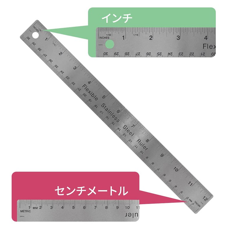 Athina 11000810 Non-Slip Stainless Steel Cutting Ruler 12 Inch (30
