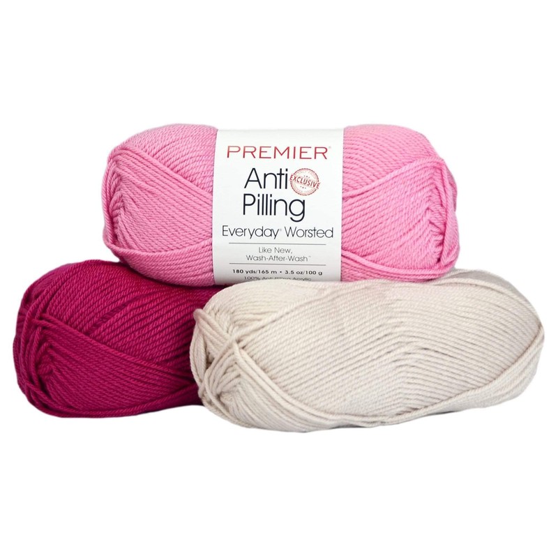 Premier Yarn Anti-Pilling Everyday Worsted Hilo Sólido Capuchino, Paquete de