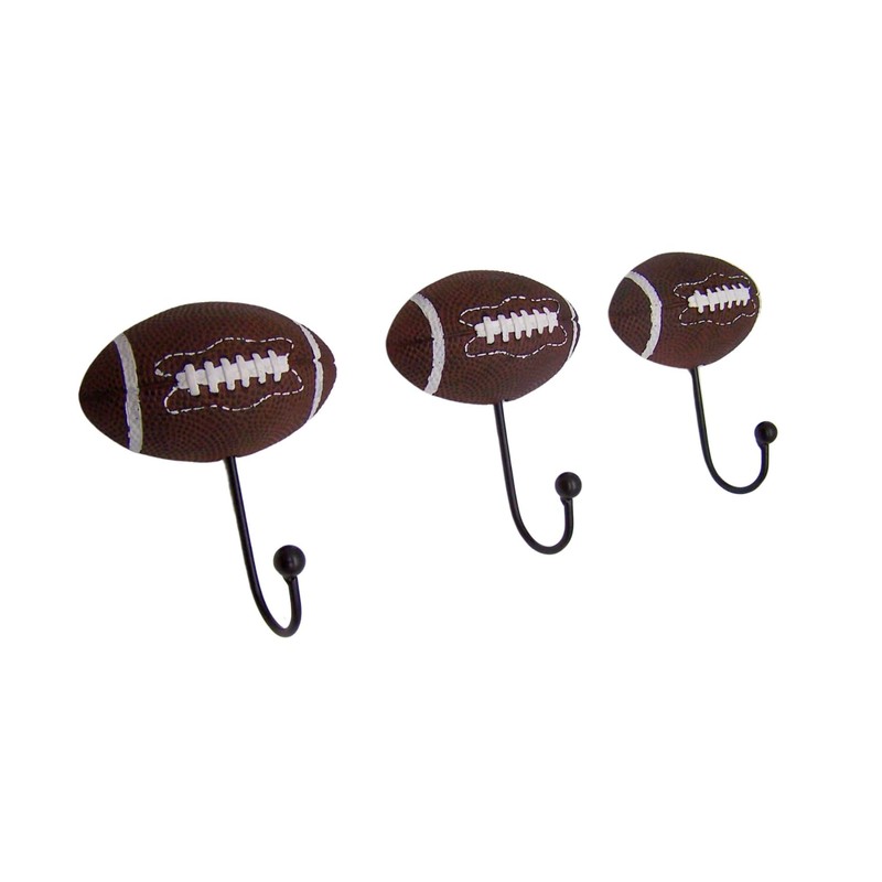 Wowser Football Wall Hooks, Set of 3, Sporty Interior Design,
