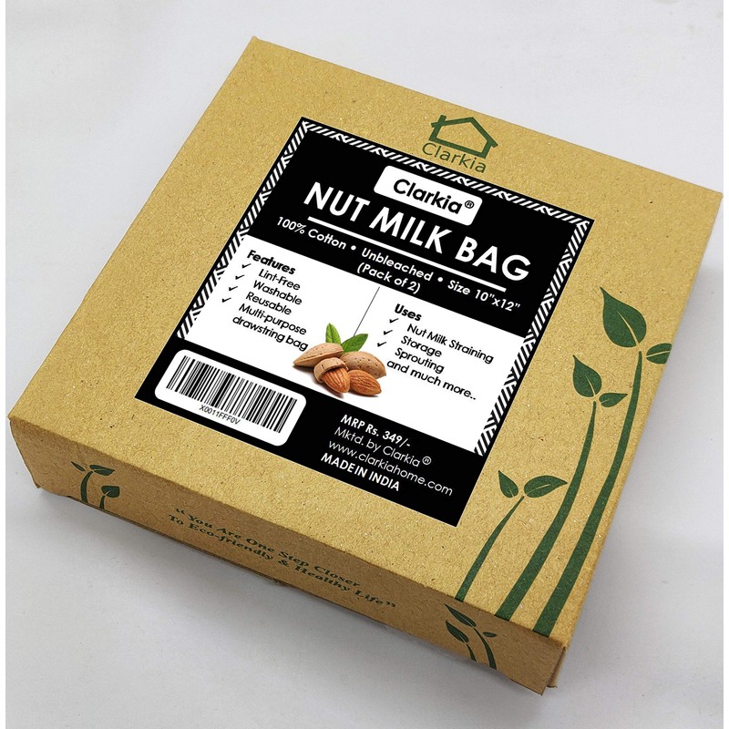Clarkia Cotton Drawstring Nut Milk Bag Unbleached (10x12 inch) -