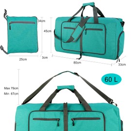 ehsbuy 60L Foldable Travel Duffle Bags for Men Women Large Holdall Bag Waterproof Overnight Weekend Bags for Gym Luggage