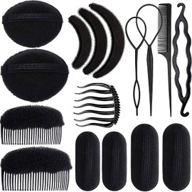16 Pieces Hair Sponge Bump Up Volume Inserts Tool Simple Hair Braid Tools Hair Bases Hair Bump Up Combs Clips Hair Styling Tools Sponge Hair Accessories for Girls Women Hair Styling