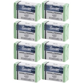 La Corvette Savon de Provence (Jasmine) Solid Soap, 3.5 oz (100 g) x 8 Piece Set, Marseille Soap, Additive-Free, Solid