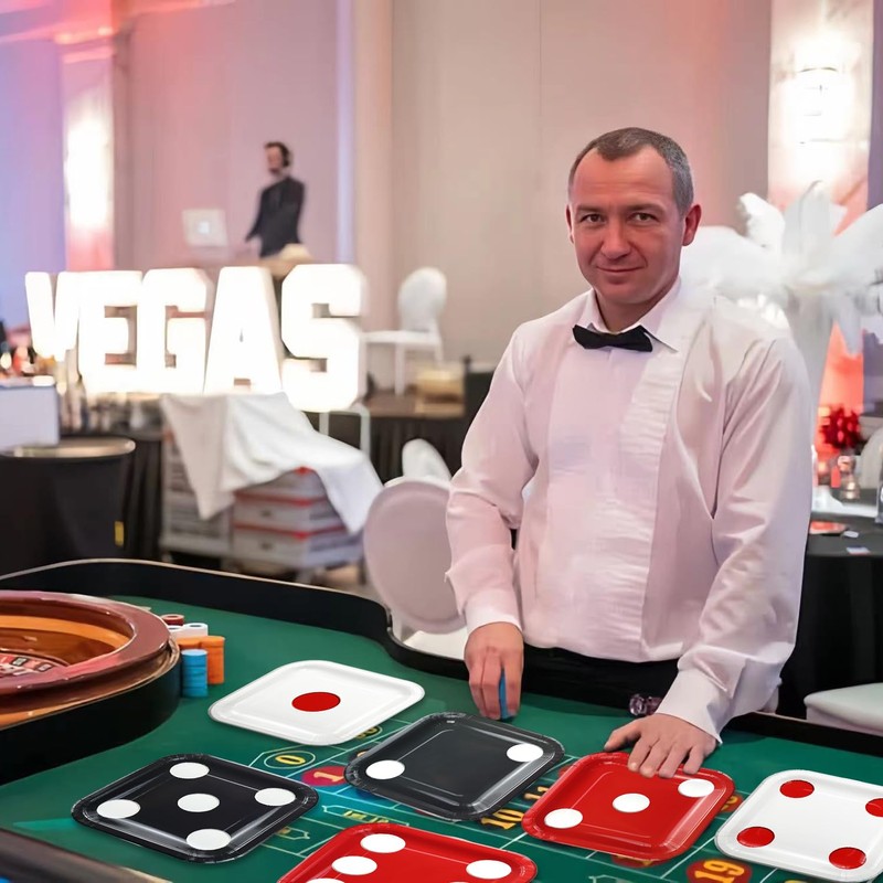 APUXXJUPA Set di 60 piatti a tema dadi da casinò,