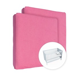 2X Jersey 100% Cotton Fitted Sheet for 120 x 60 cm Toddler Baby Cot Bed Mattress (Pink)