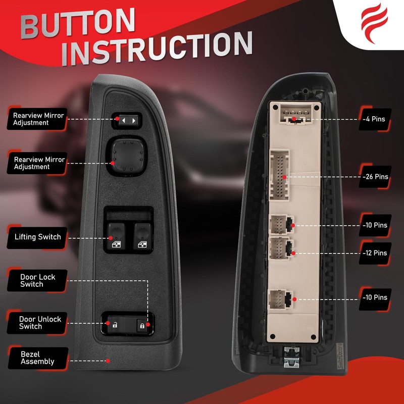 15883318 2003 Chevy Silverado Window Switch & Bezel Fit for