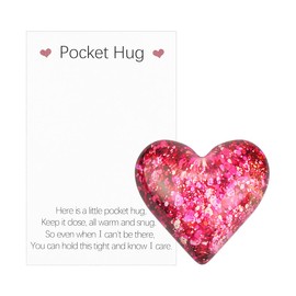 Jagowa Pocket Hug Token, A Little Pocket Hug Heart with Card and Box, Keepsake Ornament for Friends Warm Gifts for Birthday Valentine’s Day (Pink)