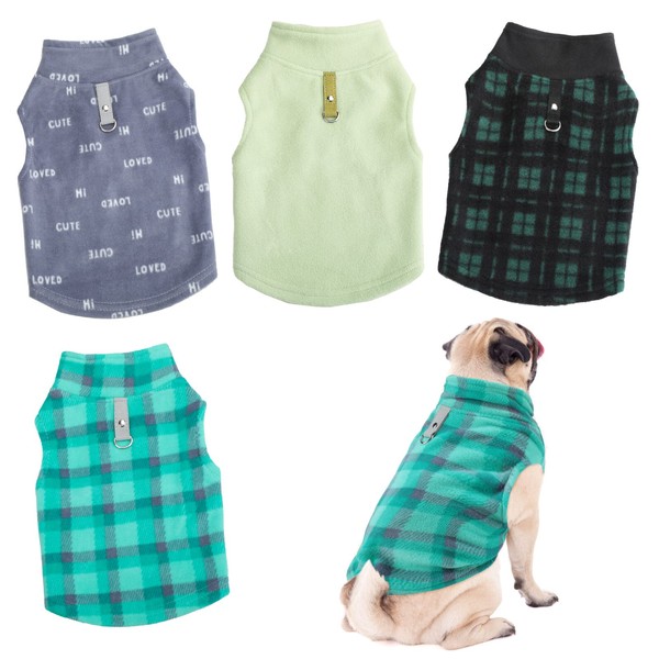 Weewooday 4 Pieces Winter Fabric Dog Sweater with Leash Ring