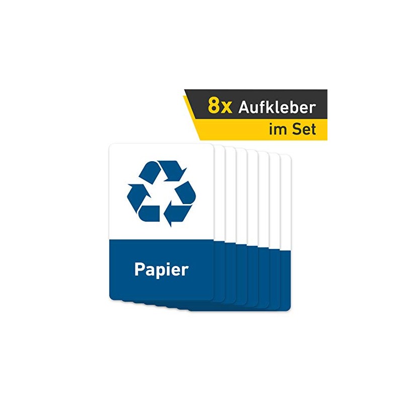 Recycling Stickers Set of 8 Paper Bin 10 x 15
