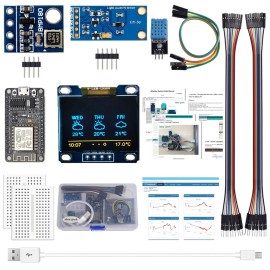 For Arduino IDE IoT Starter ESP8266 Weather Station Kit Temperature Humidity LCD Display Component Kit