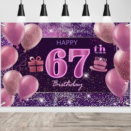 67th Birthday Decorations for Girls IMISI Happy Birthday Banner Pink Decorations for A Party Birthday Backdrop for Women