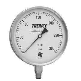 Trerice 620B4502LA160 Contractor Gauge, 4.5" dial, 0 to 160 psi, 1/4" NPT Brass Connection, Lower Mount