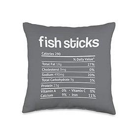 Nutritional Fish Sticks Fact Funny Thanksgiving Christmas Throw Pillow, 16x16, Multicolor