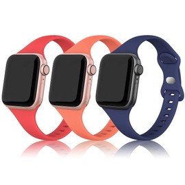 SWEES Sport Band Compatible with iWatch 38mm/40mm, 3 Packs Narrow Soft Silicone Slim Thin Small Replacement Wristband Compatible for iWatch Series 6 5 4 3 2 1 SE Sport Edition Women Men