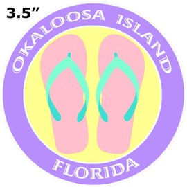 Okaloosa Island, Florida Flip Flops Decorative Car Truck Decal Window Sticker Vinyl Die-Cut Wildlife Travel Adventure Vacation Tourist Souvenir