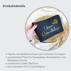 Tasche für Reiseunterlagen "Travelorganizer" | Dokumententasche aus Filz | Reisedokumente | Geschenk für Weltenbummler | Reisepasshülle | Organizer Urlaub