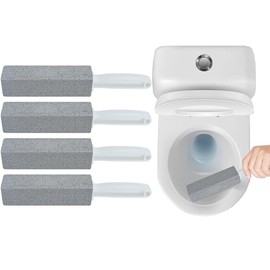 Jiula Escobillas de Inodoro de Piedra Pómez con Mango - 4PCS Piedra Pómez con Agarradera para Limpiar el Baño, Adecuado para Escobilla de Inodoro, Azulejos, lechada, Parrilla, Piscina (Gris, 4PCS)