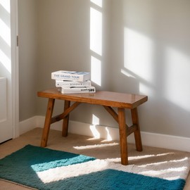 30" Solid Wood Farmhouse Bench - Rustic Entryway, Living & Dining Room Seating, Natural Finish