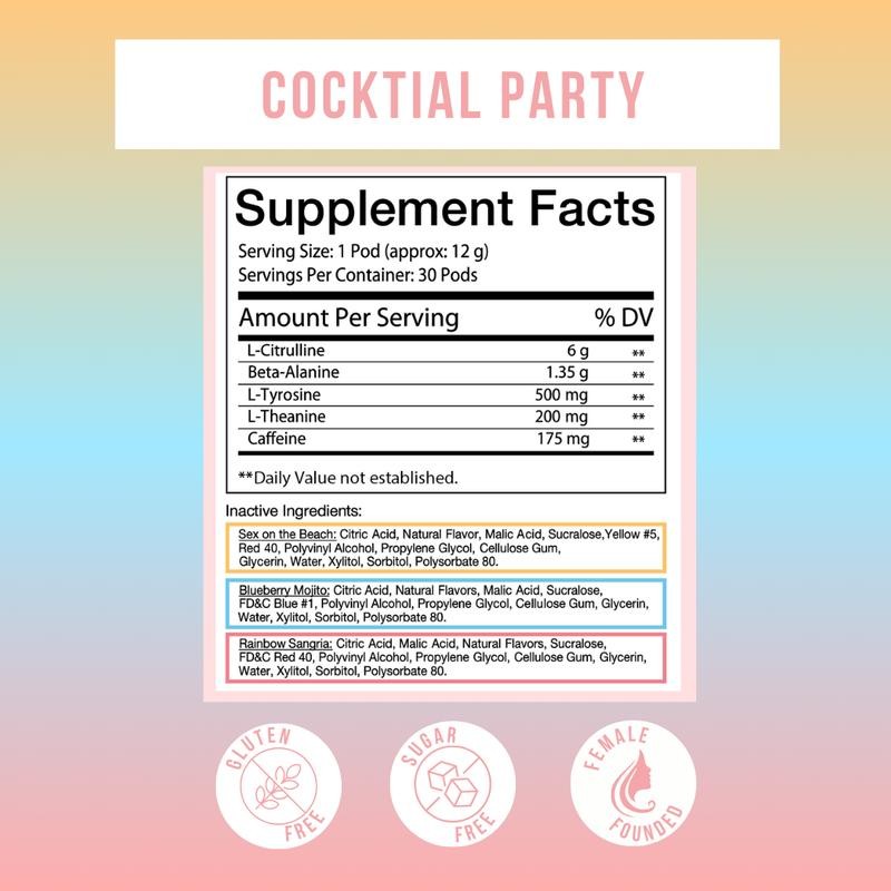 Peachy Nutrition Cocktail Party Pre-Workout Pods Dietary Supplement