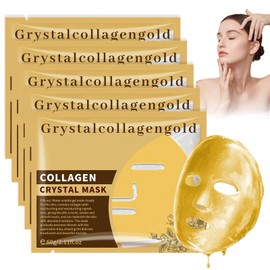 Collagen Boosting Mask, Womence Collagen Mask, Golden Collagen Face Mask, Women, 24 K Gold Face Masks Set, Sheet Mask, Moisturises and Brightens Skin Tone, Pack of 5