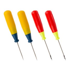 Small Quick Fine Point Sewing Awl Hand Stitcher for Leather - Pack of 4 - Large Awl Scribe Tool with Plastic Handle for Bookbinding