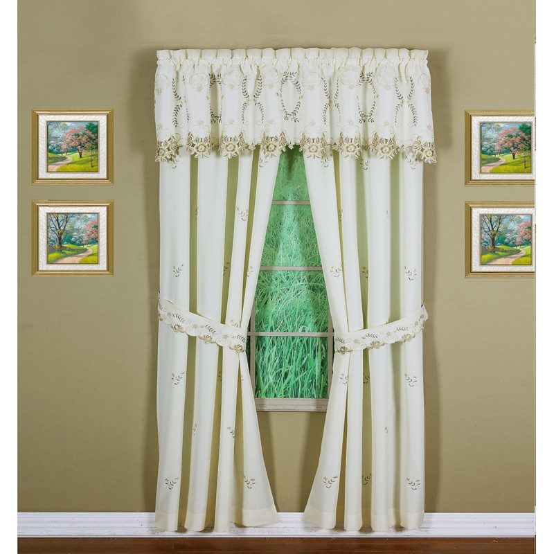 Today's Curtain Verona Reverse Embroidery Panel Pair and Tiebacks, 63",