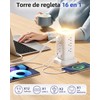 LUKITO Regleta Torre Multicontacto con Luz Nocturna, Extension Electrica 3M,Conector