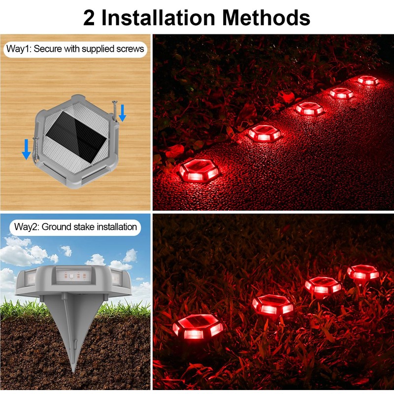 CREPOW Solar Dock Lights Driveway Deck Lights - 12 Packs