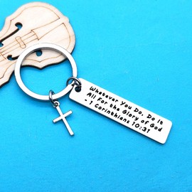 Xiahuyu Christian Bible Verse Keychain - Whatever You Do, Do It All for the Glory of God - Baptism and Inspirational Religious Gifts for Women, Men, Girls, Boys