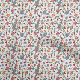 oneOone Georgette Viscose White Fabric Asian Japanese Floral Sewing Craft Projects Fabric Prints by Yard 42 Inch Wide