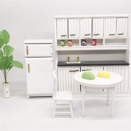 Healifty Mini Fridge 1:12 Scale Wooden Dollhouse Furniture Miniature Dollhouse Furniture for Dollhouse Kitchen (White)