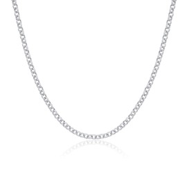 THE BLING KING New 4mm Silver Plated Diamond Cut Pattern Belcher Chain – 24 Inch Length, 14g Lightweight Design – Stylish Everyday Jewellery for Men & Women