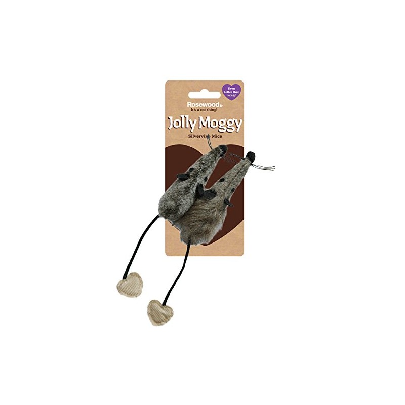 Rosewood Jolly Moggy Silvervine Mice, Cat Toys, Set of 2