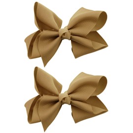 NYFASHION101 Toddlers' Girls' Smooth Grosgrain Ribbon Bow Alligator Clip, Beige