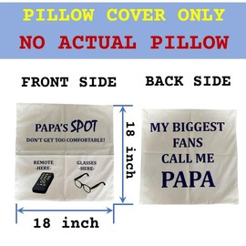 Papa Gifts Grandpa Gifts, 2-Pocket 2-Sided Papa Pillow Covers 18x18 Inch and Engraved Spoon, Fathers Day Birthday Christmas Thanksgiving Day Gifts for Papa Popop Granddad