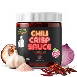 SAUCE UP Extra Spicy Chili-Crisp 6oz | Artisan Chili Oil with 13 Superfood Ingredients | Vegan Gluten Free Keto No MSG | Hot Sweet Crispy Umami Topping | Handcrafted in NYC | Gourmet Sauce