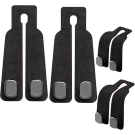 4 Ganchos De Almacenamiento Para El Respaldo Del Asiento Del Coche, Ganchos Dobles Para Reposacabezas, Ganchos De Cuero Para Coche, Adecuado Para Bolsos, Teléfonos Móviles, Carteras, Etc(negro)